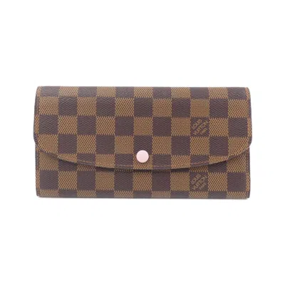 Pre-owned Louis Vuitton Ebene Rose Ballerine Coated Canvas Long Wallet (bi-fold) ()