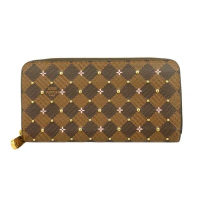 Pre-owned Louis Vuitton Ebene Rose Ballerine Long Wallet (bi-fold) () In Ebene, Rose Ballerine