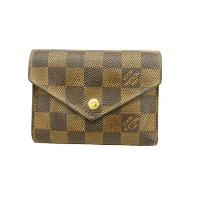 Pre-owned Louis Vuitton Ebene Rose Ballerine Wallet (tri-fold) () In Ebene, Rose Ballerine