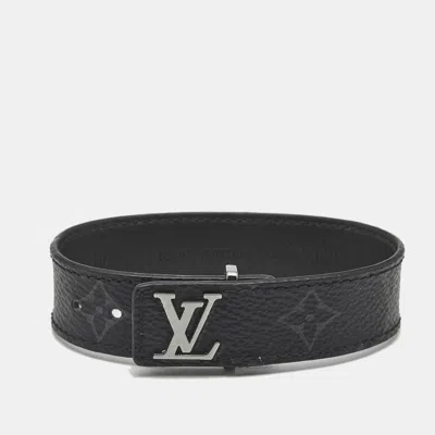 Pre-owned Louis Vuitton Eclipse Monogram Coated Canvas Silver Tone Slim Bracelet 19