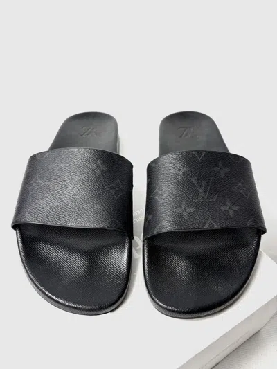 Pre-owned Louis Vuitton Eclipse Slippers In Black