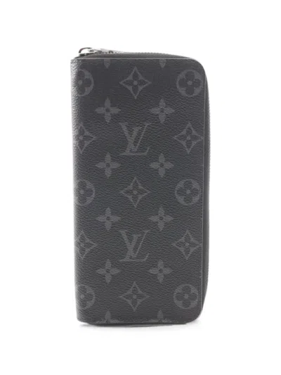 Pre-owned Louis Vuitton Eclipse Zippy Monogram Wallet In Black