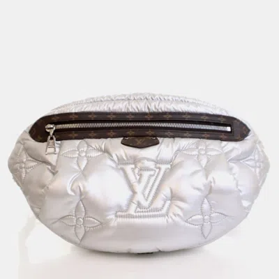 Pre-owned Louis Vuitton Econyl Nylon Pillow Bumbag Maxi In Silver