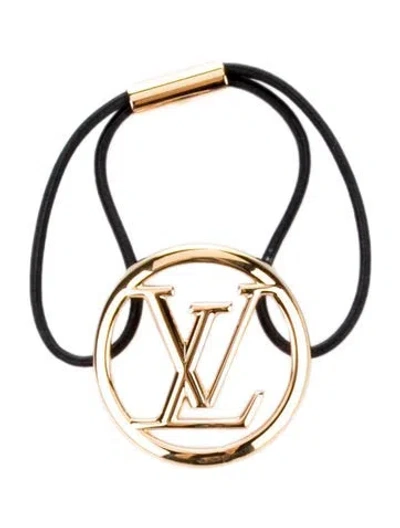 Pre-owned Louis Vuitton Elastic Louise Hair Tie In Black/gold