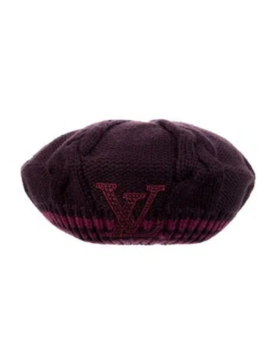 Pre-owned Louis Vuitton Embellished Columbia Knit Beret In Purple