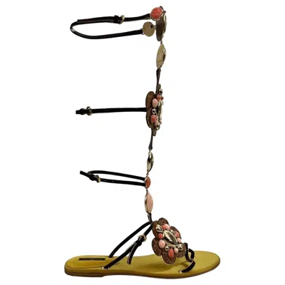 Pre-owned Louis Vuitton Embellished Gladiator Sandals In Brown