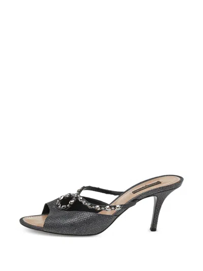 Pre-owned Louis Vuitton Embellished Open-toe Sandals In Black
