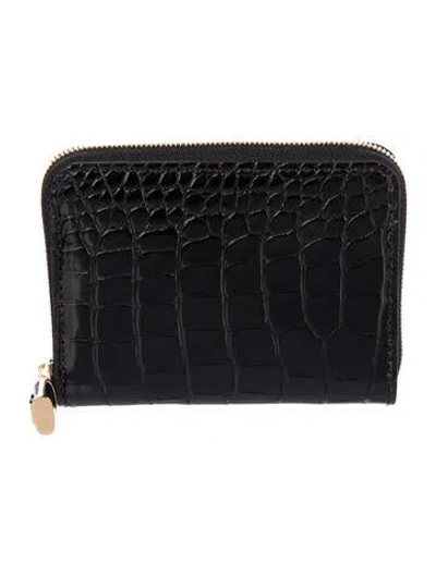 Pre-owned Louis Vuitton Embossed Leather Compact Wallet In Black