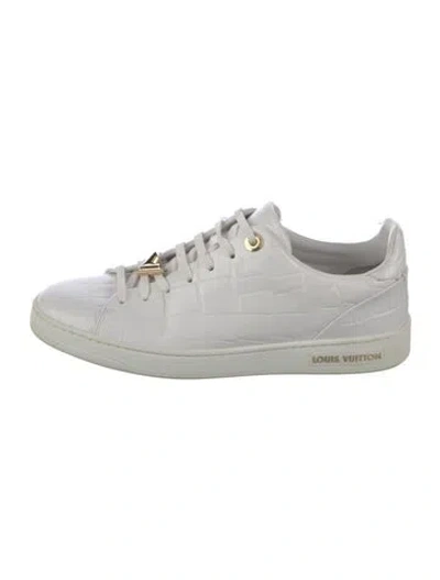 Pre-owned Louis Vuitton Embossed Leather Sneakers In White