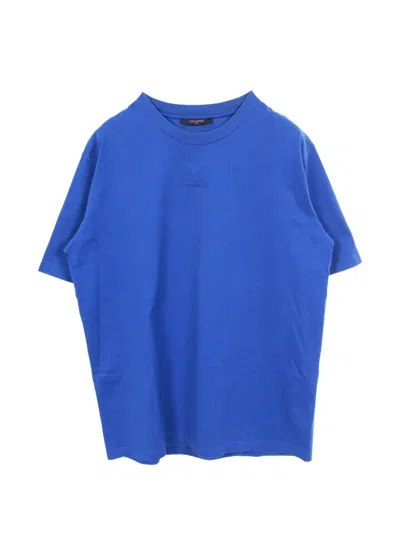 Pre-owned Louis Vuitton Embossed Lv Logo T-shirt In Blue