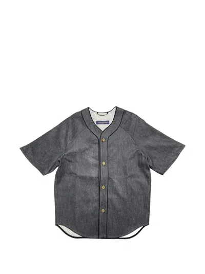 Pre-owned Louis Vuitton Embossed Monogram Baseball Shirt In Gray
