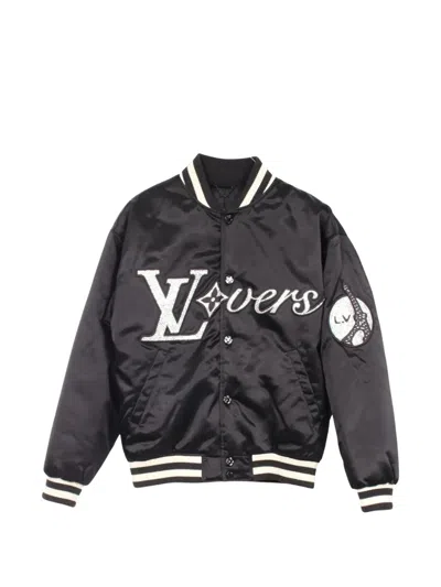 Pre-owned Louis Vuitton Embroidered Baseball Bomber Jacket In Black