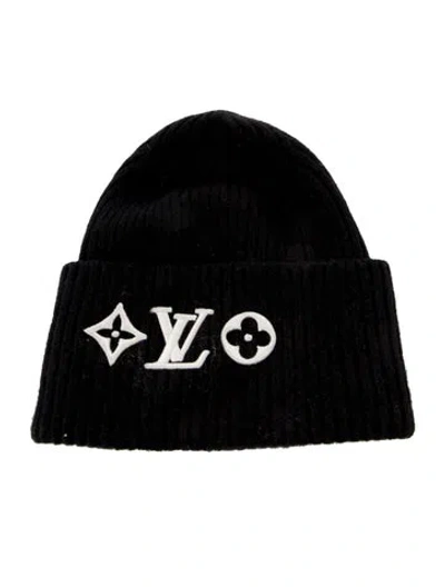 Pre-owned Louis Vuitton Embroidered Beanie In Black/white