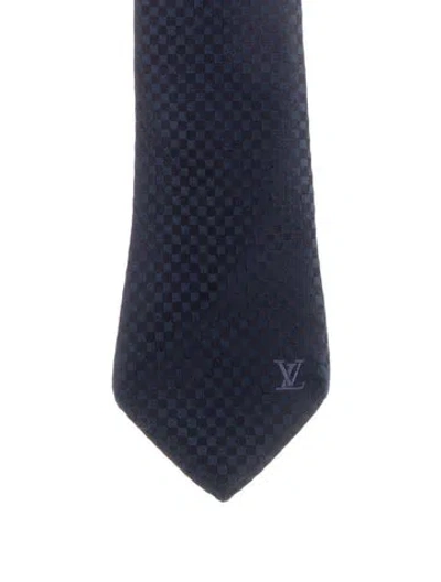 Pre-owned Louis Vuitton Embroidered Block Pattern Tie In Blue