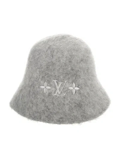 Pre-owned Louis Vuitton Embroidered Bucket Hat In Grey