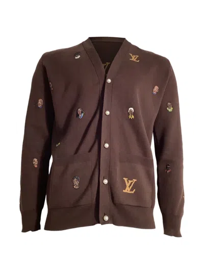 Pre-owned Louis Vuitton Embroidered Cardigan In Brown