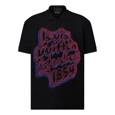 Pre-owned Louis Vuitton Embroidered Cotton Pique Polo Shirt 'black'