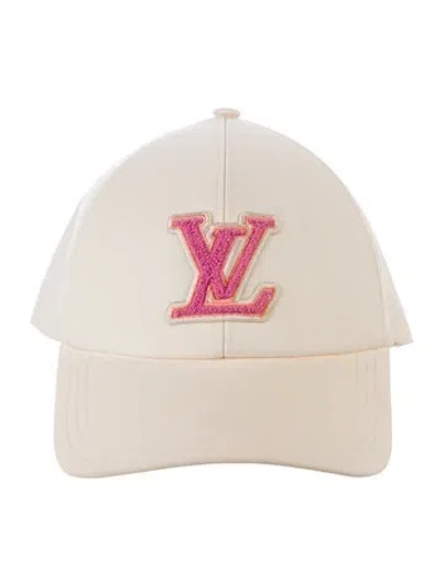 Pre-owned Louis Vuitton Embroidered Lv Signature Cap In White