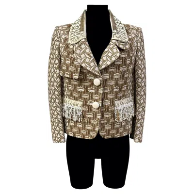 Pre-owned Louis Vuitton Embroidered Sequin And Fringe Jacket In Black