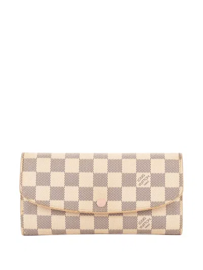 Pre-owned Louis Vuitton Emilie Check-pattern Wallet In Neutral
