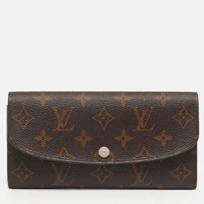 Pre-owned Louis Vuitton Emilie Monogram Canvas Wallet In Brown