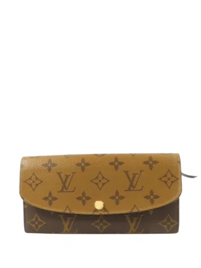 Pre-owned Louis Vuitton Emilie Monogram Reverse Wallet In Brown
