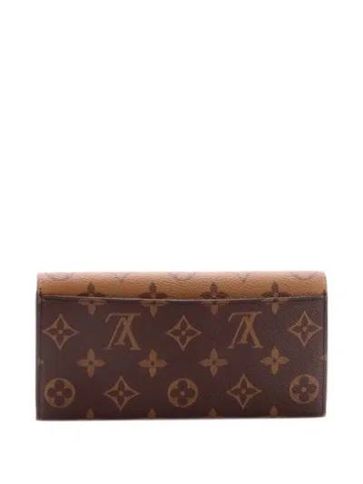 Pre-owned Louis Vuitton Emilie Wallet Reverse Monogram Canvas Small Wallets In Brown