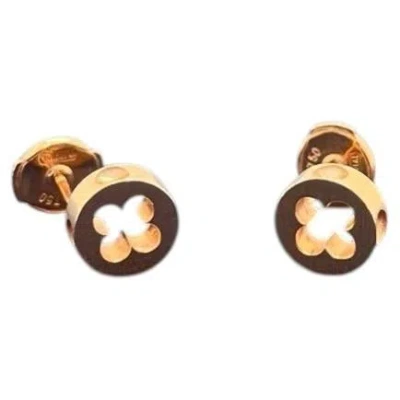 Pre-owned Louis Vuitton Empreinte 18k Yellow Gold Monogram Flower Cut-out Stud Earrings