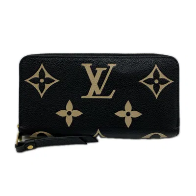 Pre-owned Louis Vuitton Empreinte Beige Black Leather Long Wallet (bi-fold) () In Multi