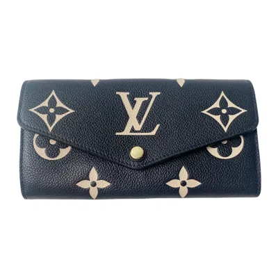 Pre-owned Louis Vuitton Empreinte Black Cream Leather Long Wallet (bi-fold) ()