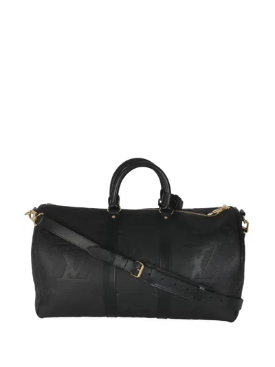 Pre-owned Louis Vuitton Empreinte Giant Keepall 45 Bag In Black