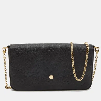 Pre-owned Louis Vuitton Empreinte Leather Felicie Pochette Bag In Black