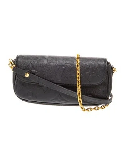 Pre-owned Louis Vuitton Empreinte Leather Ivy Wallet On Chain In Black