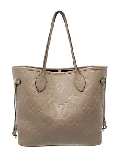 Pre-owned Louis Vuitton Empreinte Leather Neverfull W/pouch Mm In Neutral