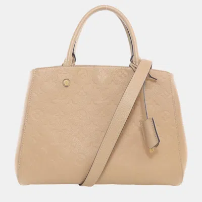 Pre-owned Louis Vuitton Empreinte Montaigne Mm Handbag In Beige