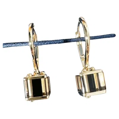 Pre-owned Louis Vuitton Emprise 18k Yellow Gold Cube Earrings With Citrine