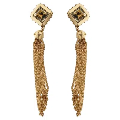 Pre-owned Louis Vuitton Emprise-collection Tassel Earrings Yellow-gold With Smoky Quartz In Multiple