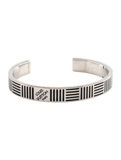 Pre-owned Louis Vuitton Enamel Damier Cuff Bracelet, 7" In Multicolor