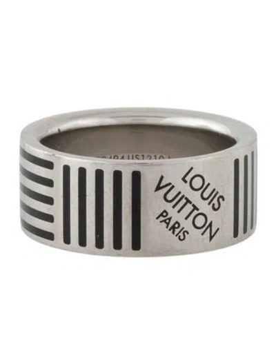 Pre-owned Louis Vuitton Enamel Logo Band Ring In Multi