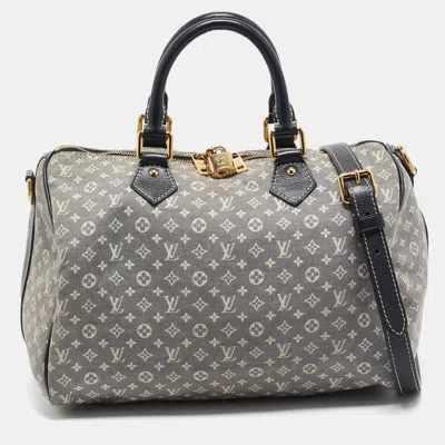 Pre-owned Louis Vuitton Encre Monogram Idylle Canvas Speedy Bandouliere 30 Bag In Blue