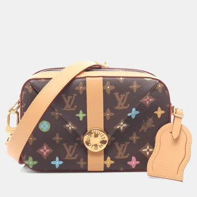 Pre-owned Louis Vuitton Envelope Messenger Shoulder Bag Pvc-coated Canvas And Leather Monogram Brown/multicolor