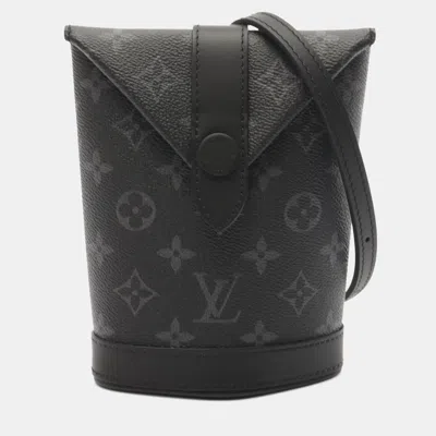 Pre-owned Louis Vuitton Envelope Monogram Eclipse Canvas Pouch In Black