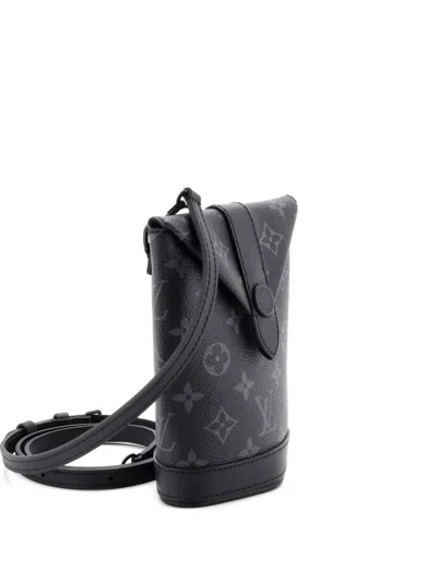Pre-owned Louis Vuitton Envelope Pouch Monogram Eclipse Canvas Shoulder Bag In Black