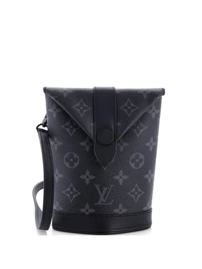 Pre-owned Louis Vuitton Envelope Pouch Monogram Eclipse Canvas Shoulder Bag In Black