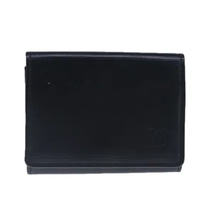 Pre-owned Louis Vuitton Enveloppe Carte De Visite Black Leather Wallet  ()