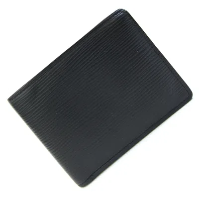 Pre-owned Louis Vuitton Epi Black Noir Epi Leather Bill Wallet (bi-fold) () In Black, Noir