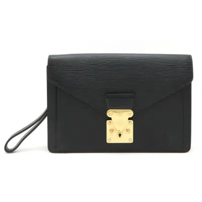 Pre-owned Louis Vuitton Epi Black Noir Epi Leather Clutch Bag Pochette ()