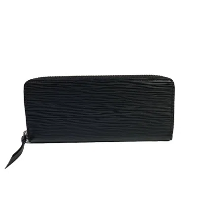 Pre-owned Louis Vuitton Epi Black Noir Leather Long Wallet (bi-fold) () In Black, Noir