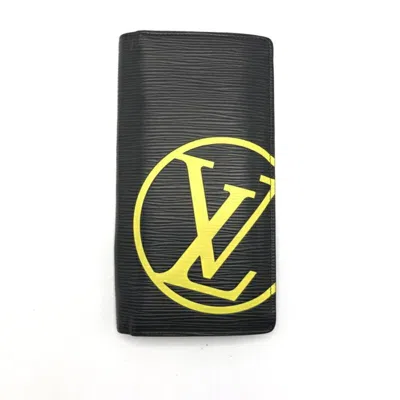 Pre-owned Louis Vuitton Epi Black Yellow Epi Leather Long Wallet (bi-fold) ()