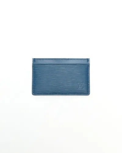Pre-owned Louis Vuitton Epi Card Holder In Blue
